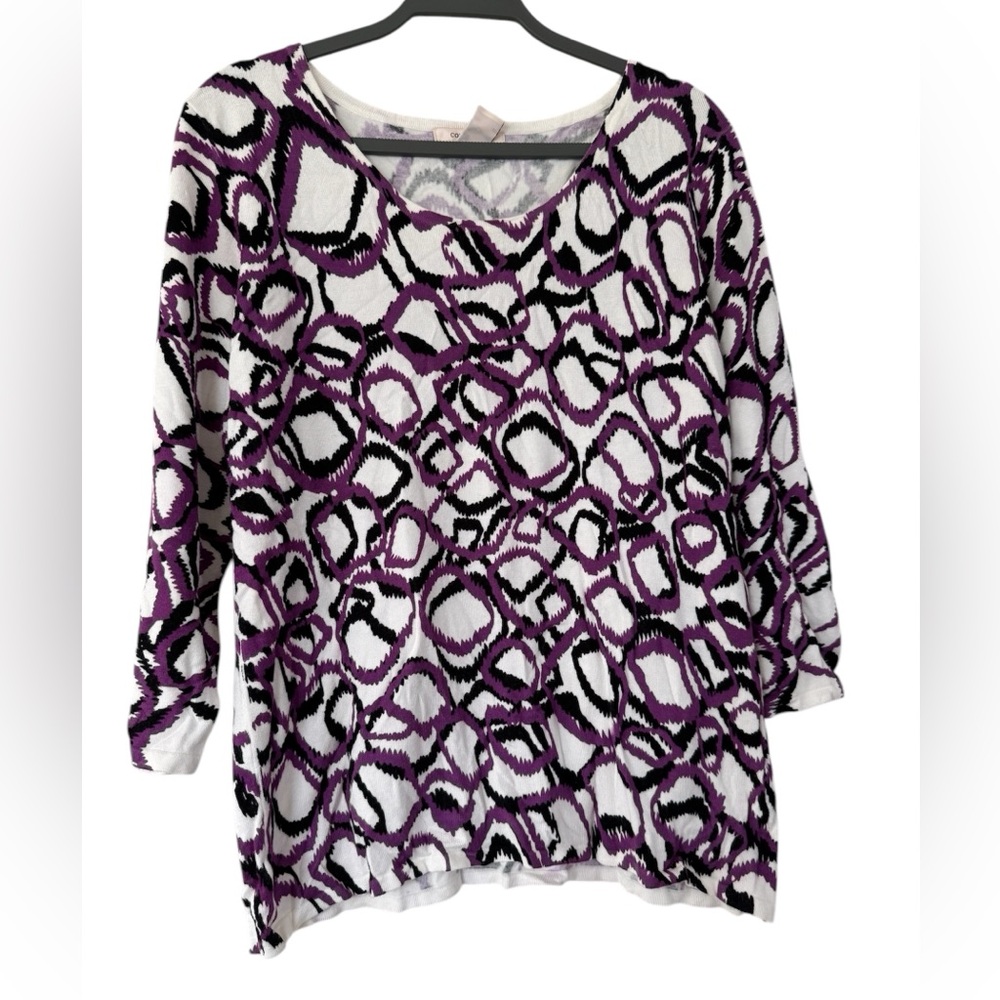 Covington Purple and Black Patterned Women's Sweater Top Size Large